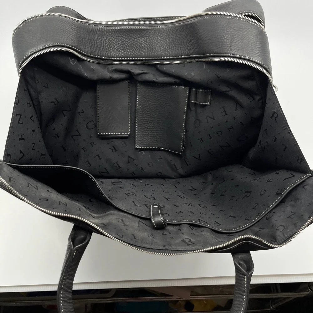 Levenger Pebbled Leather Briefcase Black Executive Business Laptop Portfolio Bag